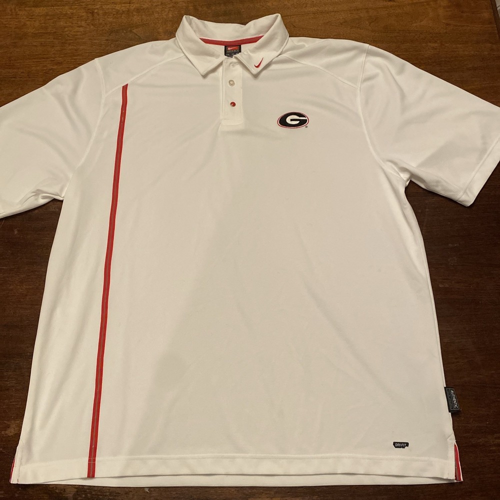 UGA Bulldogs Nike Polo Shirt Men's XL‎ White Dri-Fit Georgia